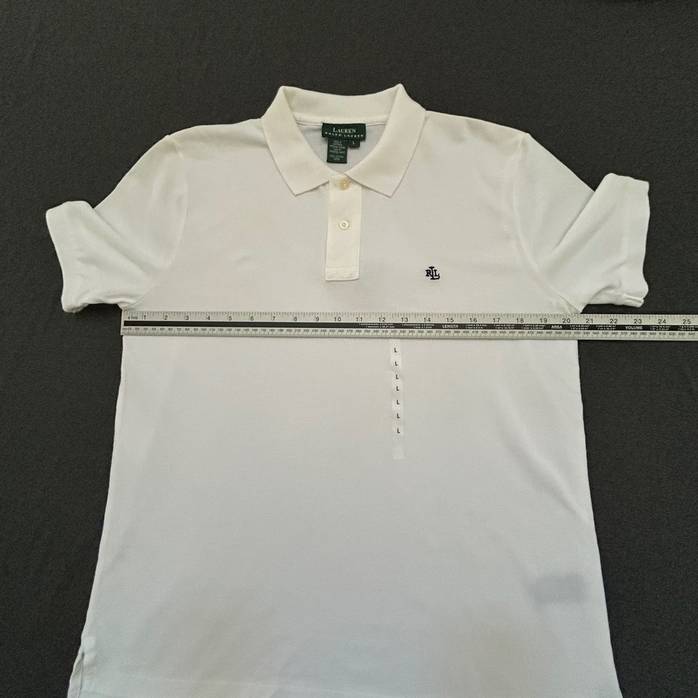 Lauren Ralph Lauren Polo Shirt Women Large White Short Sleeve LRL Logo Pique NWT - Picture 9 of 9